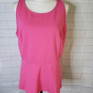 Old Navy Cute Pink Sleeveless Peplum Top Blouse womens XL Boat Neck Summer Tank